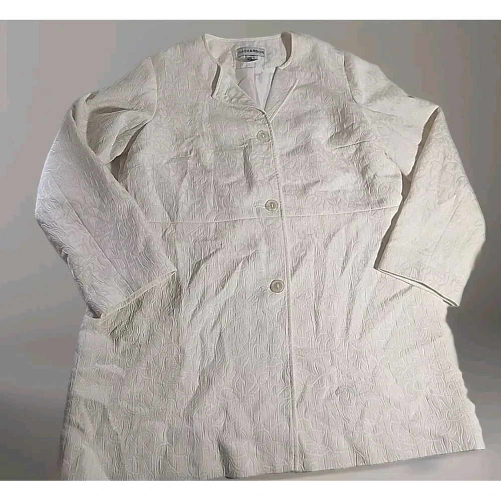 Vintage Sag Harbor Ivory Quilted Mid Length Coat Size 14